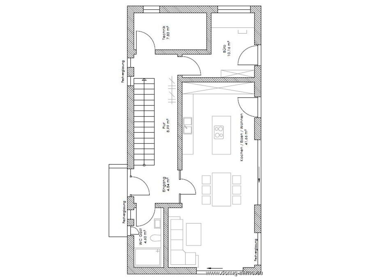 Grundriss EG Doppelhaus 1 | ohne Maßstab
