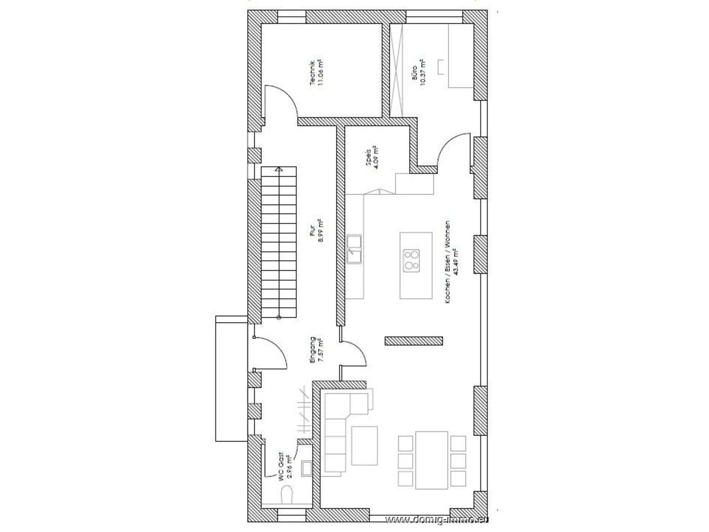 Grundriss EG Doppelhaus 2 | ohne Maßstab