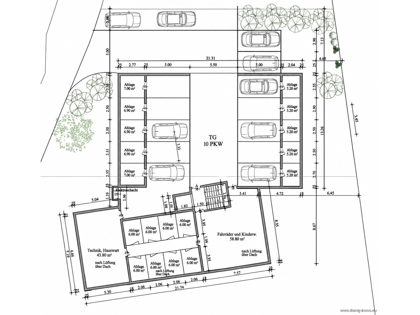 Grundriss Tiefgarage | ohne Maßstab