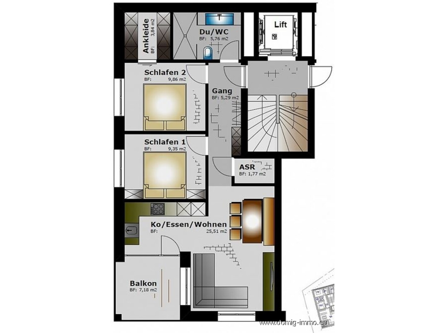 Grundriss ohne Maßsstab Top B201