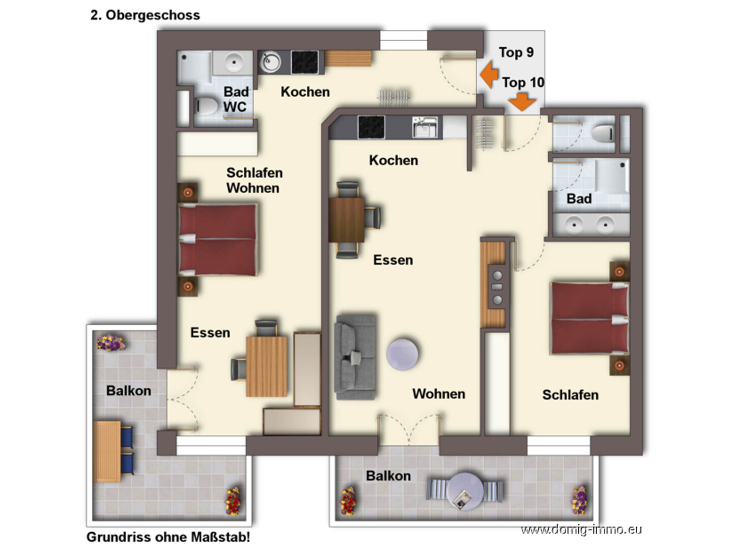 Grundriss Top 9_10 ohne Maßstab