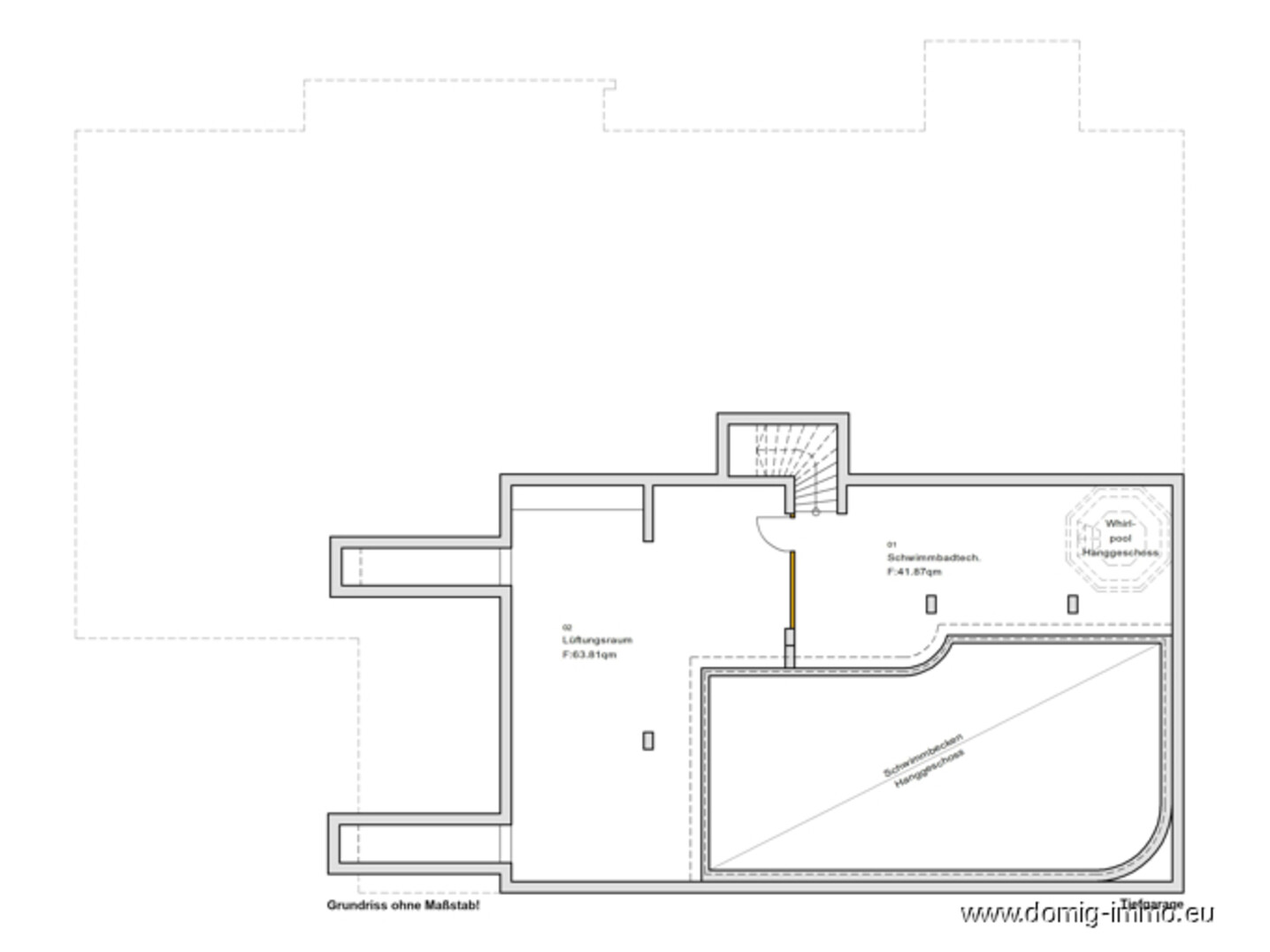 Grundriss Tiefgarage ohne Maßstab