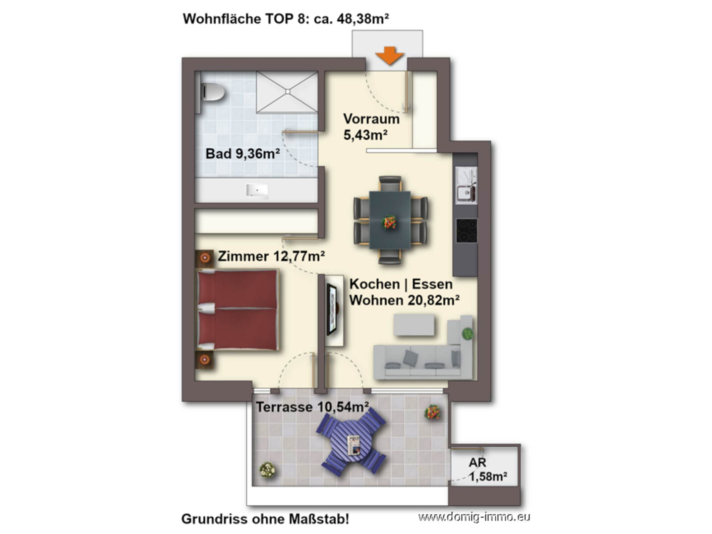 Grundriss TOP 8 ohne Maßstab