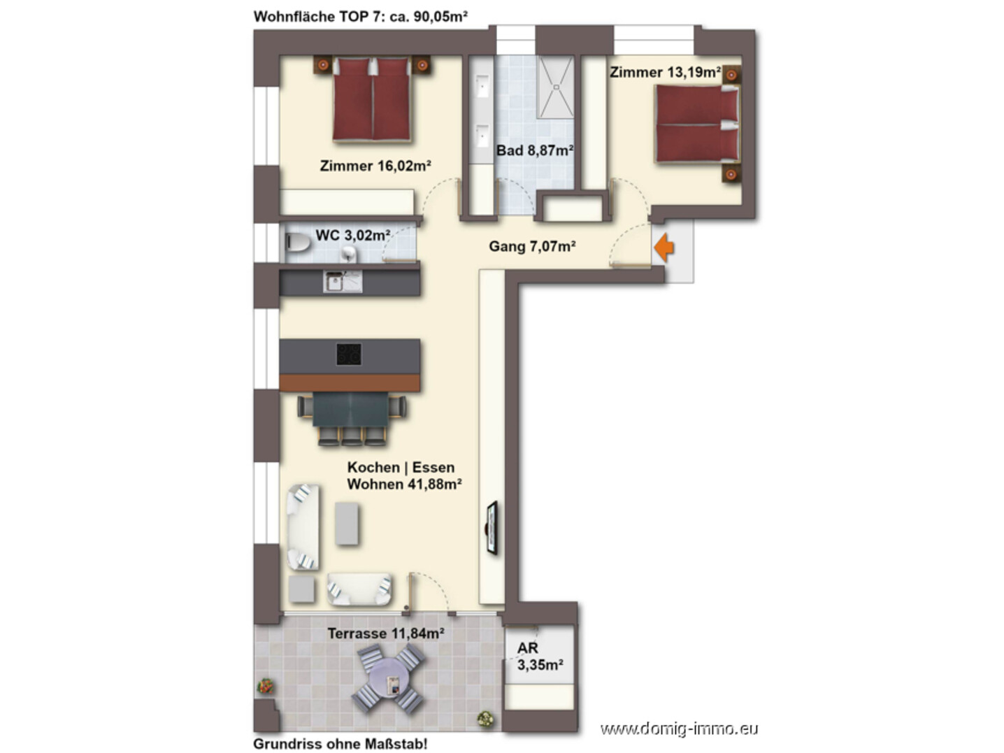 Grundriss TOP 7 ohne Maßstab