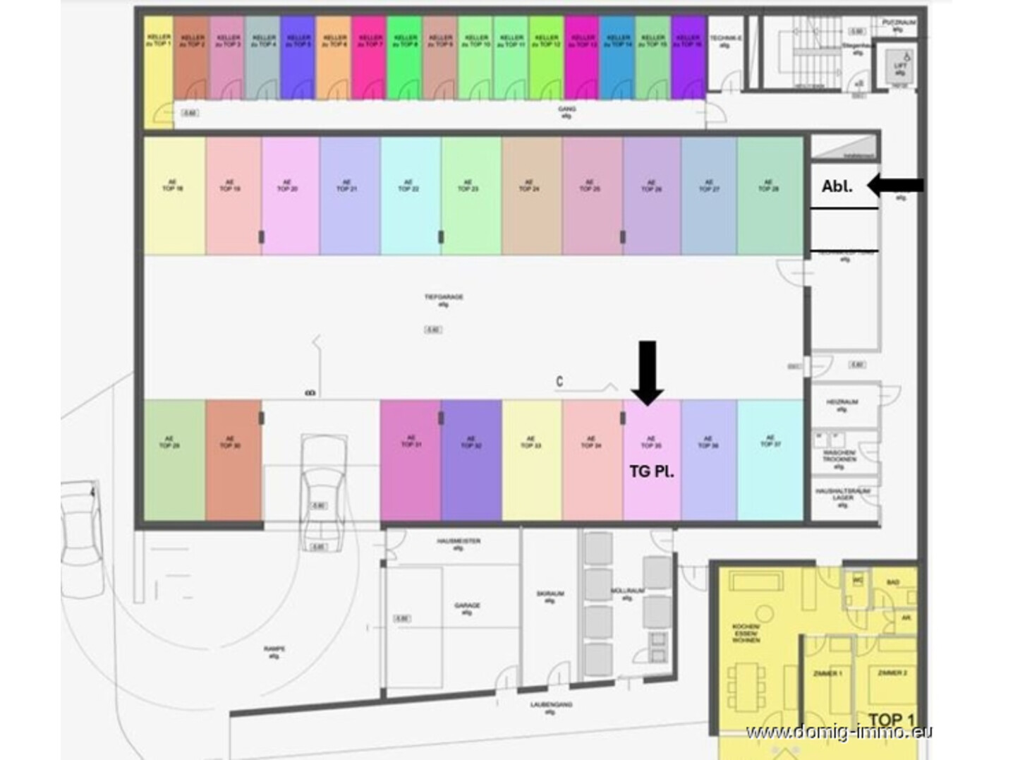 Grundriss TG + Kellerabteil
