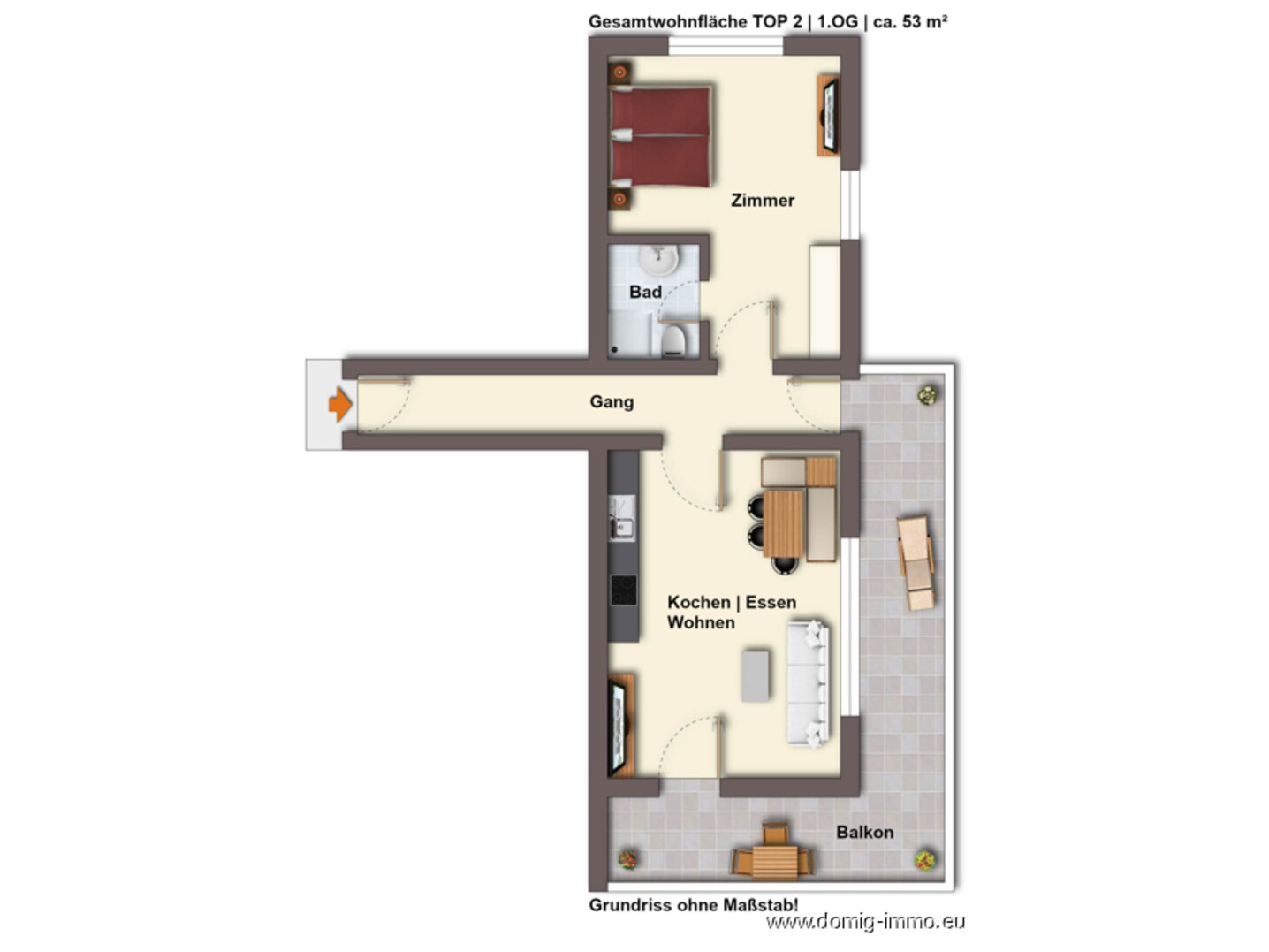 Grundriss TOP 2 ohne Maßstab
