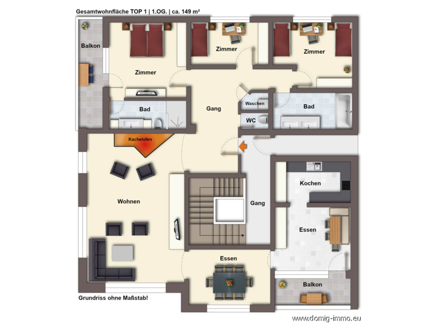 Grundriss TOP 1 ohne Maßstab